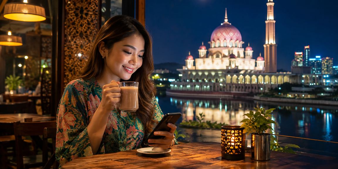 Pemain Malaysia bermain Poker melalui telefon mudah alih di Putrajaya